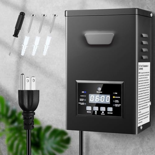 200W Low Voltage Landscape Transformer, Landscape Lighting Transformer with Photocell Sensor & Timer, 120V to 12V/15V AC Outdoor Weatherproof Transformers for Spotlights, Garden Path Light by inShareplus