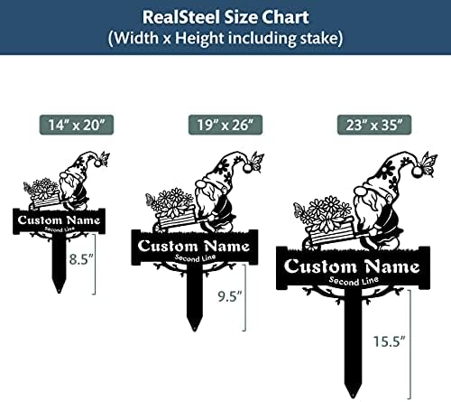 Custom Garden Gnome Monogram Metal Yard Sign – Personalized Outdoor Decor with Gnome & Wheelbarrow – Custom Name House Sign, Cute Garden Art, Patio & Lawn Decoration - (Penny Vein, 14" x 20") - Image 6