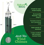Nature’s Melody Aureole Tunes Wind Chimes – Outdoor Windchime with 6 Tubes Tuned to C Pentatonic Scale, 100% Rustproof Aluminum, Powder Finish & S Hook Hanger for Sympathy, Memorial Gift or Zen Garden - Image 6