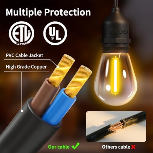 50FTOutdoor String Lights,24+2 LED RGBW Color Change,3000K Bright White | Heavy-duty commercial grade IP65 Waterproof, Dimmer & Remote, 12 Colors & 4 Modes, Outdoor Lights for Patio Backyard Decor - Image 4