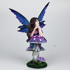 Fantasy Mushroom Fairy Figurine, 6.1 Inch Blue-Purple Gradient Elf Statue, Hand-Painted Resin Decor with 3D Mushroom Base for Fairy Garden, Desk, Living Room Display - Image 5