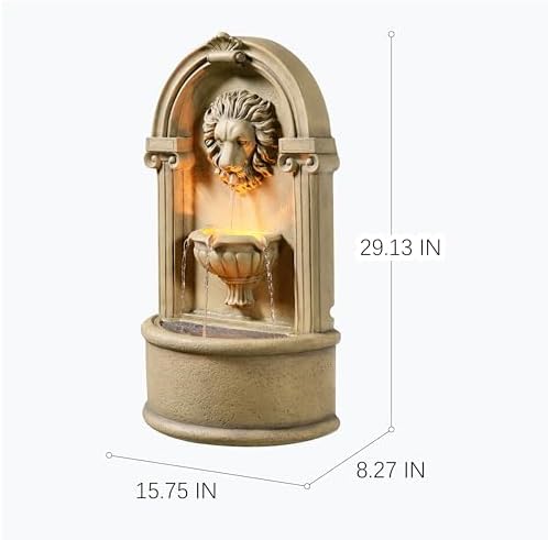 Tolevoit Majestic Lion Head Outdoor Water Fountain, 2-Tier Faux Bronze Floor Baroque Style with LED Lightswith LED Lights, Waterfall Fountains Fit Outside, Garden, Patio - Image 3
