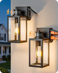 EDISHINE 2 Pack Outdoor Wall Light with Outlet Motion Sensor Dusk to Dawn by EDISHINE