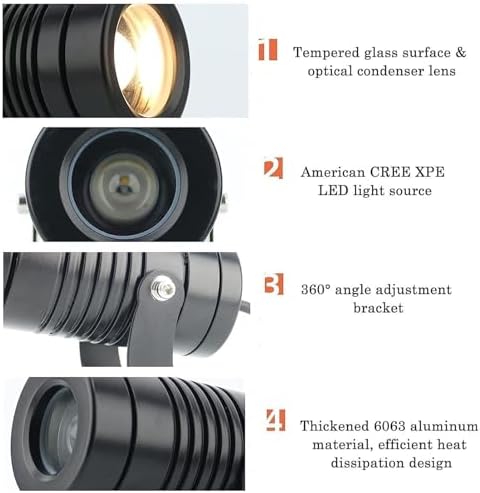 Outdoor Landscape Spotlights Rotation Spotlight - LED Beam Spotlight, IP67 Waterproof LED Landscape Lights, Outdoor Wall Washer Spotlights Long Throw Narrow Beam, for Ext - Image 6