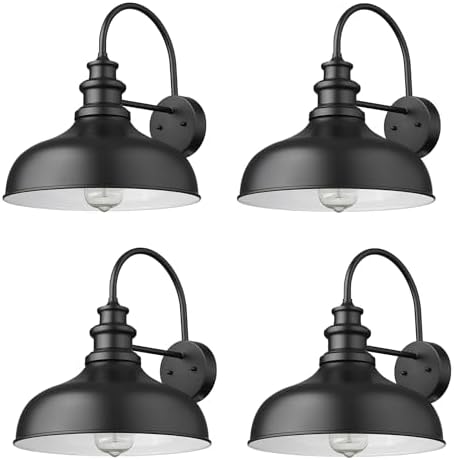 Farmhouse Outdoor Barn Light,11.4 Inch Outdoor Wall Sconce(Black, 4Pack) by bestshared
