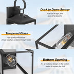 19" Large Dusk to Dawn Outdoor Lighting 2 Pack, Black Sensor Porch Lights - Image 2