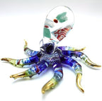 Octopus Glass Handmade Figurine – Detailed Hand-Painted Blown Glass Sea Animal Sculpture with 22K Gold Accents – Collectible Marine Life Art & Unique Ocean Gift Décor (4 inches Multi-Blue) - Image 3