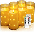 Amber Flickering Flameless Candles with Remote Timer, 6 pcs LED Battery Operated Candles with String Lights, Same Size D3 H6 by Hinabichan