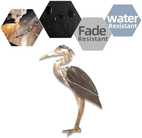 Heron Metal Wall Art Rustic Bird Plaque Steel Decor for Garden Patio Porch Living Room Indoor Outdoor Hanging Ornament (16 INCH) - Image 7