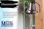 5" Solid Brass Bell Quality Marine Wall Mounted Ship Bronze Finished Hanging Bell Perfect for Dinner, Indoor, Outdoor, School, Bar, Reception, Last Order & Church By The Metal Magician - Image 3