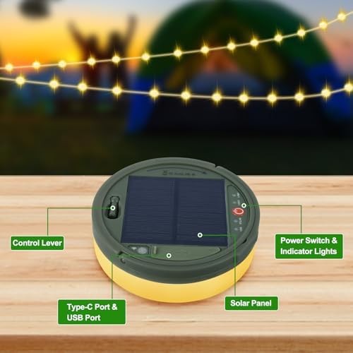 SMY Lighting 4 in 1 Solar Camping String Lights, 72.2Ft Ultra Long String with 220LEDs, Solar Powered and USB Rechargeable Light with Remote Control, Portable Camping Light for Hiking, Decorations - Image 5