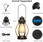 Battery-Powered LED Lanterns Decorative Vintage Lights for Camping, 2 Pack - Image 4
