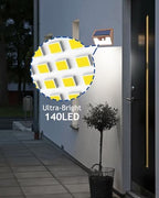 Peasur Brown Solar Lights Outdoor Motion Sensor 16 Pack, Ultra-Bright 3 Mode 140LED Fence Security Light Waterproof, Solar Wall Lighting for Patio Yard Step House Outside Cool White - Image 2