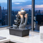 Indoor Tabletop Waterfall Fountain with Spining Orb for Home Office Desk, Gray Rock Resin Zen Water Feature with Soothing Sound for Relaxation & Meditation - Image 2