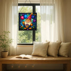Birthday Balloon Gnome Stained Glass Suncatcher – Square Hanging Window Panel for Home or Greenhouse – Whimsical Glass Art Gift for Garden Lovers, Christmas, Halloween, Father Days 62hJGZ - Image 7