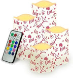 Love Pattern Flameless Candles Battery Operated Candles with Remote Control and Timers Color Changing Valentines Day Decorations LED Pillar Candles Set of 4 Valentines Day Gifts by Uorisanigo