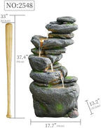 38" Outdoor Garden Water Fountain with Lights, 5 Tiers Water Feature - Image 3
