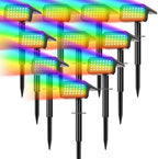 Color Changing Solar Spot Lights Outdoor Waterproof, 10 Pack, 28 LED RGB by Flaow