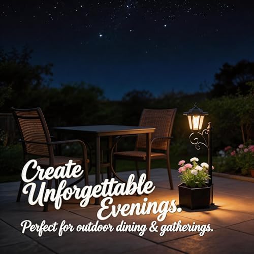 2Pack Solar Planter with Street Lamp Post 2-in-1, 75 cm, Black - Image 6