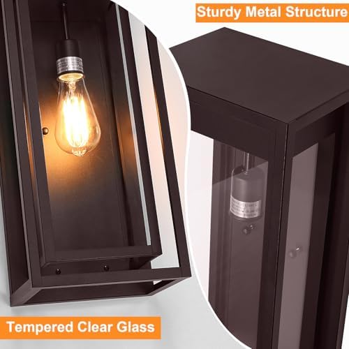 19 Inch Bronze Outdoor Wall Light Fixtures, 2 Pack Porch Lights - Image 5