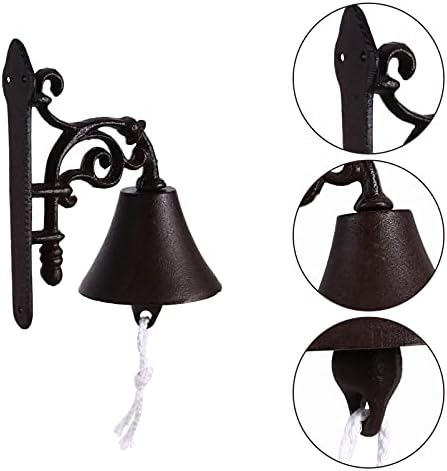 1 Set Cast Iron Wall Hanging Bell,Christma Bells Welcome Ship Bell Hand Shaking Doorbell, Wall Mounted Dinner Bell, Metal Wall Art Decoration for Indoor Outdoor Garden Home - Image 7