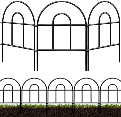 Decorative Garden Fence 32.5ft x 17in - 30 Pack Rustproof Metal No Dig Fence Animal Barrier, Arched Bed Edging Classic Style Wire Border Panel Fencing for Yard Patio Outdoor Decor, Black by Qiaokaiyan