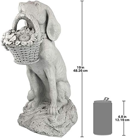 Design Toscano Man's Best Friend Dog with Basket Outdoor Garden Statue, 8 Inches Wide, 12 Inches Deep, 19 Inches High, Handcast Polyresin, Antique Stone Finish - Image 2