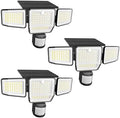 6000LM Solar Lights Outdoor, 4 Heads Motion Sensor Outdoor Lights, Solar Flood Lights for Yard House Outside Garage, IP65 Waterproof, 3 Modes, Easy Install, 3 Pack by SZPOWER