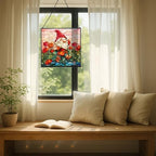 Poppy Meadow Gnome Stained Glass Suncatcher – Square Hanging Window Panel for Home or Greenhouse – Whimsical Glass Art Gift for Garden Lovers, Christmas, Halloween, Father Days Yxk5rr - Image 7