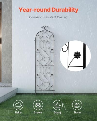 VEVOR 60 x 15 in, Rustproof Metal Garden Flower Trellis, Outdoor Climbing Rose & Cucumber Support, Decorative Tall Clematis Trellis for Courtyards & Lawns - Image 4