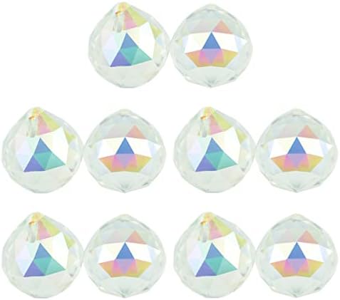Queenbox 10pcs 40mm Crystal Suncatcher Prism Ball Rainbow Hanging Pendants Maker with Hole for Chandelier Feng Shui Window, AB by Queenbox