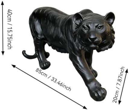 Large Black Tiger Statue Outdoor Garden Sculpture - 33.46" L x 15.75" H Weather Resistant Wildlife Animal Figurine Decor Feng Shui Protection Beast for Patio, Lawn, Yard, Pathway - Image 2