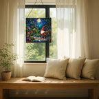 Twilight Garden Gnome Stroll Stained Glass Suncatcher – Square Hanging Window Panel for Home or Greenhouse – Whimsical Glass Art Gift for Garden Lovers, Christmas, Halloween, Father Days Ye2sh0 - Image 7