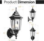 EMART Outdoor Front Porch Light with Bulb, Wall Lamp Fixture(2 Pack, Black) - Image 5