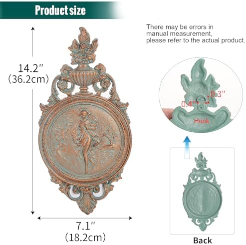 Sungmor Copper Cast Iron Wall Plaque -Classical Lady Relief in French Style - Image 3