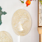 Sungmor White Cast Iron Wall Decor,Oval-shaped Classical Lady Relief Plaque - Image 6