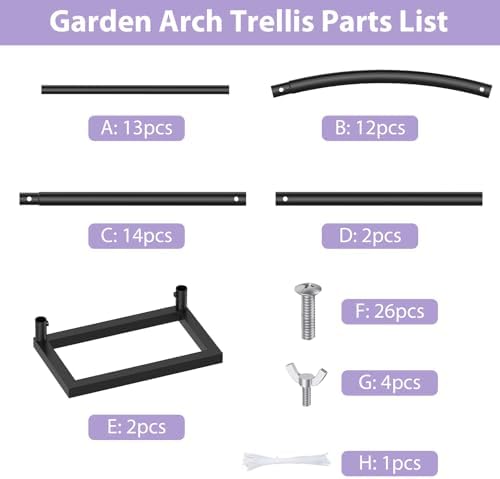 Sunexinlo Garden Arch Trellis with Base, 5.3'W x 7.6'H or 7.9'W x 6.3'H Wedding Arch, Metal Garden Trellis for Climbing Plants Outdoor Wedding Christmas Bridal Party Decoration, Black - Image 5