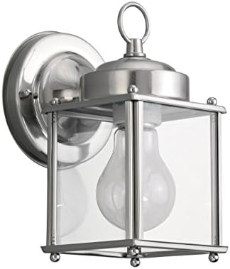 Sea Gull Lighting 8592-965 New Castle One-Light Outdoor Wall Lantern with Clear Glass Panels, Antique Brushed Nickel Finish - Image 4