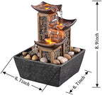 GOSSI Indoor 3-Tier Tabletop Water Fountain with Soothing Sound, Simulation Stone Pillar Design, Natural River Rocks, Reflective Lighting for Meditation and Relaxation - Image 3