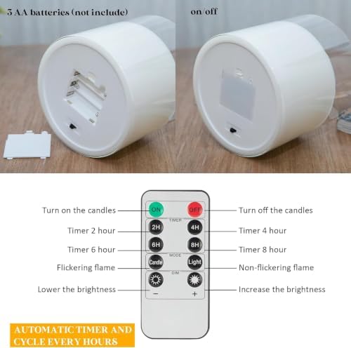 Extra Large Flameless Candles with 3 Wicks, 6"x6" Glass Battery Operated - Image 2