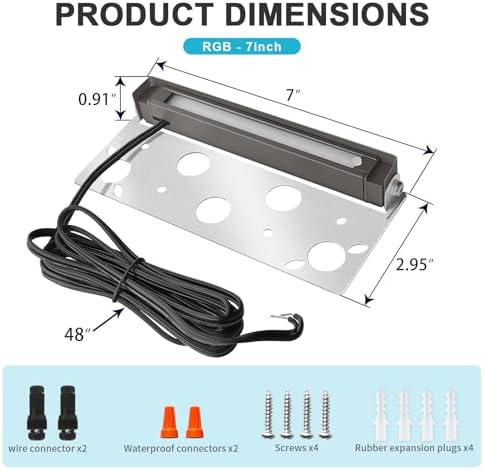 7 Inch Retaining Wall Lights,5W LED Hardscape Lighting,200LM RGB Color Changing Outdoor Step Lights,IP65 Waterproof 12V-24V Low Voltage Landscape Lights For Patio Walls Stairs,90CRI Connectors - Image 6