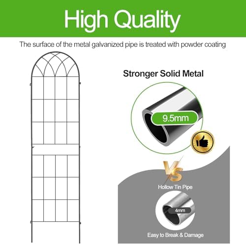 4 Pack 71x20inch Metal Rustproof Garden Trellis，Decorative Garden Fencing Flower Trellis with Black Metal Coating for Supporting Climbing Plants，Outdoor Roses, Vines, Flowers, and Vegetables - Image 3