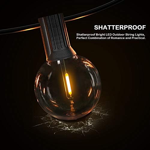 VerRon 50FT LED G40 Globe String Lights with 50+2 Dimmable Edison Bulbs - Image 2