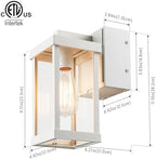 mirrea 11" Classic Outdoor Wall Sconce with Built-in GFCI Outlet 1 Light in Rectangular Metal Frame and Clear Glass Shade Waterproof Porch Light Patio Light (Matte White) - Image 2