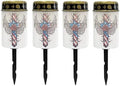 Poceacles Cross Solar Lights Outdoor for Garden Lawn Cemetery Grave Decorative Cemetery Solar Candle Grave Flameless Candle for Outside Home Decorations, American Flag Wings Rose Cross, Pack of 4 by Poceacles