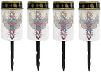 Poceacles Cross Solar Lights Outdoor for Garden Lawn Cemetery Grave Decorative Cemetery Solar Candle Grave Flameless Candle for Outside Home Decorations, American Flag Wings Rose Cross, Pack of 4 by Poceacles
