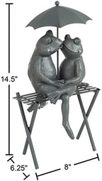 Pure Garden Resin Whimsical Frog Couple Statue, Bronze, 8" x 6.25" x 14.5" - Image 2