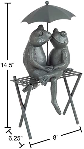 Pure Garden Resin Whimsical Frog Couple Statue, Bronze, 8" x 6.25" x 14.5" - Image 2
