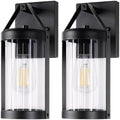 Brightever Outdoor Wall Light Fixtures, Waterproof Matte Black Exterior Wall Lantern Sconce Porch Lights, Outside Lighting with Clear Ribbed Glass for House, Garage, Front Door, 2-Pack by Brightever