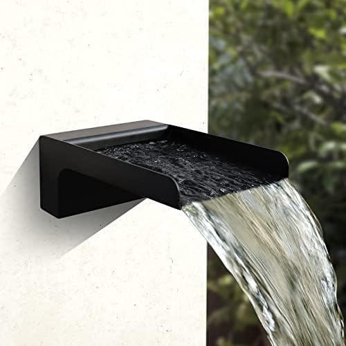 PONDO 304 Stainless Steel Made Exquisite Handcrafted Waterfall Spout for Landscape, Water Fountain Spout Scupper Luxury Decoration for Pools, Ponds, Water Walls (Black Powder Coating) by PONDO